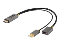 StarTech.com 1ft (30cm) HDMI to DisplayPort Adapter, Active 4K 60Hz HDMI Source to DP Monitor Adapter Cable, USB Bus Powered, HDMI 2.0 to DisplayPort Converter for Laptops/PC - Supports HDR and Ultrawide Displays (128-HDMI-DISPLAYPORT) - Adapterkabel - HDMI, USB (endast ström) hane till DisplayPort hona - 30 cm - grå, svart - aktiv, 4K60Hz (3840 x 2160) stöd, enkelriktad