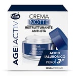 Matt Age Activ Crème Visage Restructurant Anti Age Notte - Acide Hyaluronique 3P - Redresseur et Lissage, Hydratation Profonde - Paquet de 50 ml