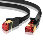 IBRA Câble réseau LAN Gigabit Ethernet (RJ45) Câble | Connecteurs dorés | 10 Gbit/s 600 MHz | 10/100/1000Mbit/s | STP | Compatible avec CAT.5/CAT.5e/CAT.6 | Commutateur/routeur/modem - 15M plat noir