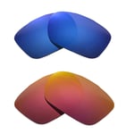 Walleva Two Pairs Polarized Lenses for Oakley TwoFace - Fire Red + Ice Blue