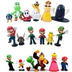 Figurines super Mario 18 pièces réaliste lot complet de personnages figurine jeux vidéo peach mario luigi donkey lot complet