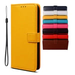 BRAND SET Case for Nokia 2.4 Case Wallet Style Faux Leather flip Case with Secure Magnetic Closure Lock and Bracket Function Suitable for Nokia 2.4(Yellow)