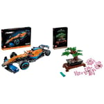 LEGO 42141 Technic McLaren Formula 1 2022 Replica Race Car Model Building Kit, F1 Motor Sport Set & 10281 Icons Bonsai Tree Set for Adults, Plants Home Décor Set with Flowers