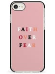 Faith Over Fear Black Impact Impact Phone Case for iPhone 7, for iPhone 8 | Protective Dual Layer Bumper TPU Silikon Cover Pattern Printed | Empowering Quote Phrase Inspiring Uplifting