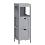 VASAGLE Meuble de Salle de Bain, Meuble de Rangement sur Pied, Commode à 2 Tiroirs, 1 Compartiment Ouvert, pour Salle de Bain, Salon, Cuisine, Gris Tourterelle BBC042G02