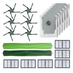 Parrulleborste, 6 Sidoborstar, 6 HEPA-filter, Dammsäck för iRobot Roomba S9 (9150) / S9 Plus (9550) Dammsugare