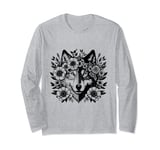 Floral Wolf Vintage Wolf Flowers Wolf Face Wolves Lover Long Sleeve T-Shirt
