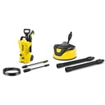 Karcher K 2 Power Control high-pressure washer Intelligent app support & T-Racer T 5 surface cleaner (splash protection, for large areas, two flat jet nozzles, handle for vertical work), black-yellow