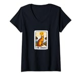 Womens Ginger Cat Tarot Card fun the Ginger orange cat V-Neck T-Shirt