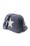 Trilly Shiny Silver Star Wide Strap Triple Compartment Camera Crossbody Bag