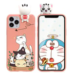 Yoedge 3D Cartoon with Doll Phone Cases for Apple iPhone 12/12 Pro Case Candy Colour Cute Silicone Soft TPU, Shockproof Print Pattern Anti-Scratch Bumper Back Cover 6.1 inch,6 Cat