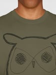 KnowledgeCotton Apparel Regular Sl Heavy Single Owl Cross Stitch Print T-Shirt