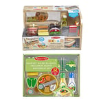 Melissa & Doug Wooden Slice & Stack Sandwich Counter with Slice & Toss Salad Set Bundle | Pretend Play | Play Food | 3+ | Gift for Boy or Girl