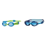 Zoggs Little Twist Kids Swimming goggles, UV Protection Swim Goggles, Zoggs Goggles Kids 0-6 years - Blue/Green & Super Seal Kids Swimming Goggles, Goggles kids 6-14 years, Blue/Grey/Camo