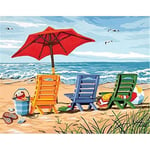 Paint by Numbers DIY Oil Painting kit Beach Afternoon Time 40x50cm Modern Pop Hand Digital Painting oil Tablet Adults and Kids Beginner Gift Kits Pre-Printed Canvas Colorful Wall Art Home Decor T6222