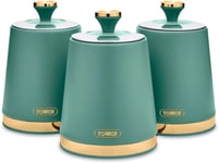 Tower T826131JDE Cavaletto Tea/Coffee/Sugar Set of 3 Canisters in Jade Green