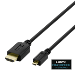 DELTACO – Nopea HDMI-kaapeli / mikro-HDMI-kaapeli Ethernetillä, 2 m, musta (100007)