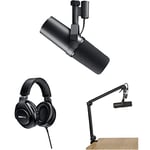 Shure SM7B Vocal Dynamic Microphone + SRH440A Headphones + Gator 3000 Boom Stand for Broadcast, Podcast & Recording, XLR Studio Mic, Wide-Range Frequency, Warm & Smooth Sound, Detachable Windscreen