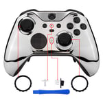 eXtremeRate Chrome Silver Edition Glossy Faceplate Cover, Front Housing Shell Case Replacement Kit for Xbox One Elite Series 2 Controller Model 1797 - Thumbstick Accent Rings Included