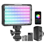 Neewer RGB Video Light with APP Control, 360° Full Color Led Camera Light CRI95+ Dimmable 3200K-5600K, 9 Light Scenes with 2600mAh Battery and Charger for YouTube DSLR Camera Camcorder Photo Lighting