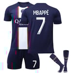 Mbappe Barn Fotbollströjor Fotbollströja Träningsdräkt 22/23 Hemma ny Fotbollströjor 20(110-120CM)