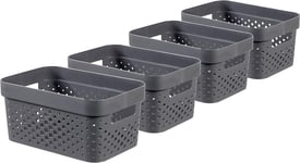 Curver Infinity Dots Set of 4 Rectangular 100% Recycled Small Storage Boxes 4.5