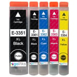 5 Ink Cartridges XL (Set) for Epson Expression Premium XP-630, XP-645, XP-900