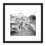 Junction Main Street Spring 9th Los Angeles 1917 Photo 8X8 Inch Square Wooden Framed Wall Art Print Picture with Mount