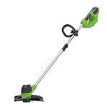 Greenworks 40V Cordless Strimmer for Medium Gardens, Adjustable Height, 30cm Cutting Width, Autofeed 1.65mm Nylon Line, WITHOUT 40V Battery & Charger, 3 Year Guarantee G40LT
