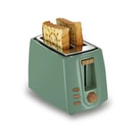 4 Slice Toaster Stainless Steel, Colour Blocking Toaster Auto with Browning Cancel Reheat Defrost Removable Crumb Tray,Green