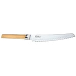 KAI Seki Magoroku Composite Couteau à Pain 23,0 cm - Acier Inoxydable SUS420J2 56 HRC/Acier VG 10 61 HRC - Bois de Pakka à Grain léger - fabriqué à la Main au Japon - Soie complète