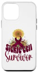 Coque pour iPhone 12 mini Sensibilisation à la drépanocytose bordeaux floral et ruban