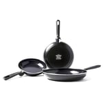 GreenPan Memphis Healthy Ceramic Non-Stick 20 cm, 24 cm and 28 cm Frying Pan Set, PFAS Free,Induction, Oven Safe, Black