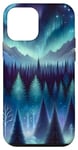 Coque pour iPhone 12 mini Magic Night Forest Mountains Aurore Borealis