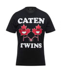 Dsquared2 Mens Maple Leaf Caten Twins Black T-Shirt Cotton - Size X-Large