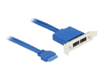 Delock Slot bracket - USB-panel - 19-stifts USB 3.0-kontakt (hona) till 24 pin USB-C (hona) - 30 cm - blå