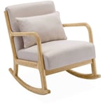 Fauteuil à bascule design en bois et tissu. 1 place. rocking chair scandinave. beige - Beige