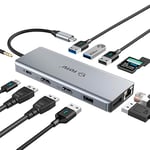 Totu - Hub USB C 13 en 1 de type C - Double HDMI 4 K et DP - 75 W PD - Station d'accueil triple affichage pour Windows et MacBook Pro, systèmes USB C, MacOS - Ne prend en charge que l'affichage miroir
