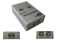 KALEA-INFORMATIQUE Boitier de Partage USB 2.0 Automatique Type Switch 2 Ports avec contrôle à Distance. Boitier métal