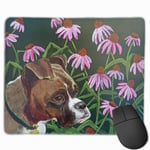 Boxer with Echinacea Judy Mouse Pad with Stitched Edge Computer Mouse Pad with Non-Slip Rubber Base for Computers Laptop PC Gmaing Work Mouse Pad
