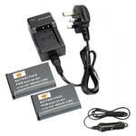 DSTE® 2x NP-BX1 Rechargeable Li-ion Battery + DC134U Travel and Car Charger Adapter for Sony Cyber-shot HDR-CX240 HDR-CX240E DSC-RX1 DSC-RX10 II DSC-RX1B DSC-RX1R DSC-RX1R/B DSC-RX100 DSC-RX100 II DSC-RX100 III DSC-RX100 IV DSC-RX100/B DSC-RX100M2 DSC-RX1