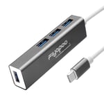 FIYAPOO USB-C 3.1 Hub, Portable Aluminum 4 Port USB C Adapter for MacBook Air, Mac Mini, iMac, Laptop, PC, USB Flash Drives, HDD Hard Drive