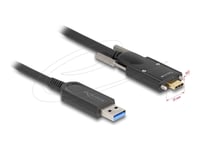 Delock - Usb-Kabel - Usb Typ A (Hane) Till 24 Pin Usb-C (Hane) Skruvbar - Usb 2.0 - 10 M - Upp Till 10 Gbps Dataöverföringshastighet, Active Optical Cable (Aoc) - Svart
