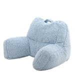 icon Teddy Bear Cuddle Cushion, Frozen Blue, Extra Large Fluffy Sherpa Fleece Bean Filled Back Support Reading Pillow for Bed