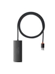 Baseus Hub 4in1 Lite Series USB to 4x USB 3.0 1m (Black) USB Hub - USB 3.0 - 4 porte - Svart