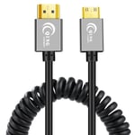 QING CAOQING Mini HDMI to HDMI Coiled Cable 1m, High Speed Mini ​​HDMI to HDMI Compatible with GoPro Gopro Hero and other action Cameras