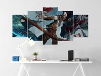 104Tdfc God Of War Wall Art 5 Panel Wall Art Painting Pictures Print On Canvas For Home Modern Decoration Stretched By Wooden Frame Ready To Hang