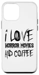Coque pour iPhone 12 mini Amateur de films d'horreur - J'adore les films d'horreur et le café