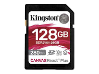 Kingston Canvas React Plus - Carte mémoire flash - 128 Go - Video Class V60 / UHS-II U3 / Class10 - SDXC UHS-II