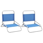 vidaXL 2X Folding Beach Chairs Summer Camping Chair Outdoor Foldable Chair Portable Fishing Garden Seat Outdoor Activity Blue Fabric